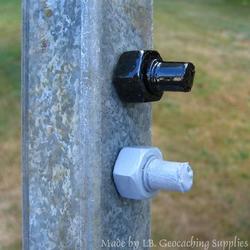 Magnetic Geocaches - Fake Bolt End Black and Grey Pair