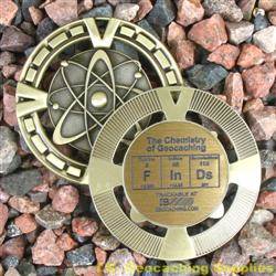 FInDs - The Chemistry of Geocaching - Antique Gold Geomedal Geocoin
