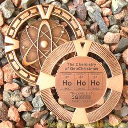 Ho Ho Ho - The Chemistry of GeoChristmas - Antique Bronze Geomedal Geocoin