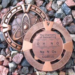 OH NO NaNoS - The Chemistry of Geocaching - Antique Bronze Geomedal Geocoin