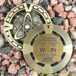 WPt - The Chemistry of Geocaching - Antique Gold Geomedal Geocoin