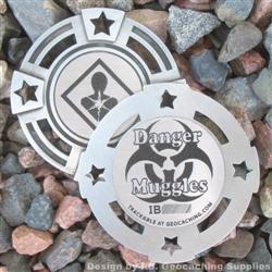 Danger Muggles - Small Antique Silver Geomedal Geocoin with Star Cutouts