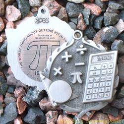 Pi Day - Pi in the Face Antique Silver Geomedal Geocoin