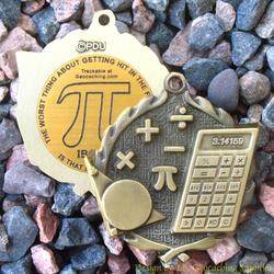 Pi Day - Pi in the Face Antique Gold Geomedal Geocoin