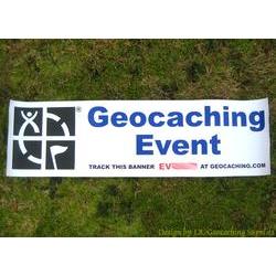 Geocaching Logo Trackable Event Banner - Blue Text