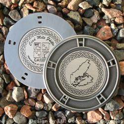 Cape Breton Island - Antique Silver Geomedal Geocoin with Small Cutouts