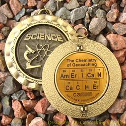 AmErICaN CaCHEr - The Chemistry of Geocaching - Antique Gold Geomedal Spinner
