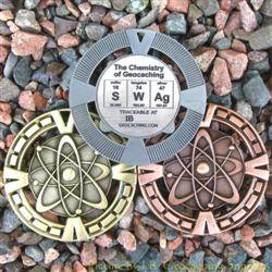 SWAg - The Chemistry of Geocaching Geomedal Geocoin 3 Finish Set